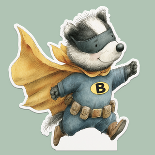 Super hero Badgerman birthday wiggly