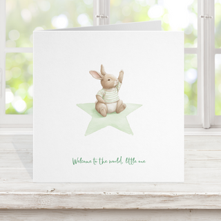 New baby card - rabbit star