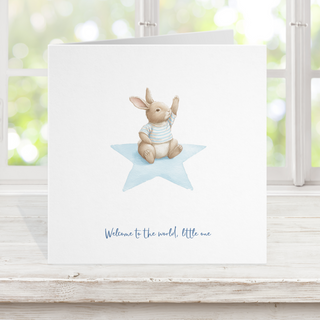 New baby card - rabbit star