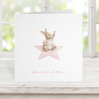New baby card - rabbit star