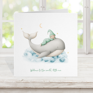 New baby card - whale baby