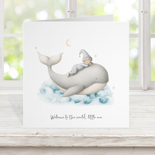 New baby card - whale baby