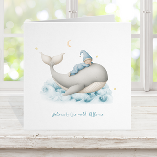 New baby card - whale baby