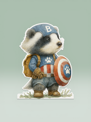 Super hero Captain Badger birthday wiggly